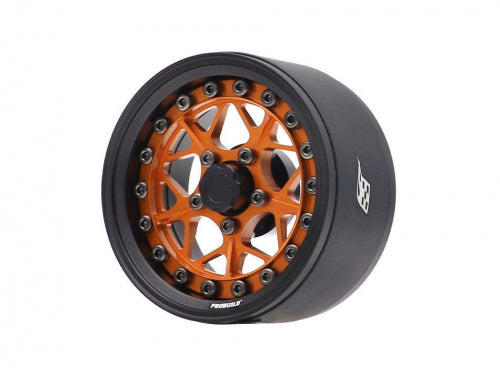 Boom Racing ProBuild™ 1.9" LGB Adjustable Offset Aluminum Beadlock Wheels (2pcs) Matte Black/Orange