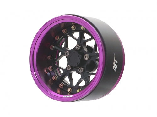 Boom Racing ProBuild™ 1.9" LGB Adjustable Offset Aluminum Beadlock Wheels (2pcs) Purple/Black