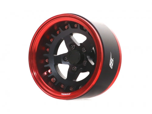 Boom Racing ProBuild™ 1.9" SS5 Adjustable Offset Aluminum Beadlock Wheels (2pcs) Red/Matte Black