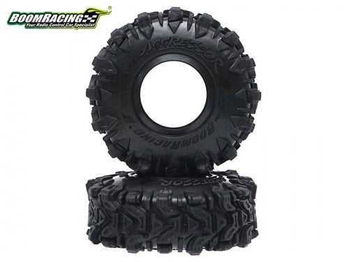 Boom Racing 1.0" Aggressor Scale RC Tire GEKKO Black 54x18.7mm Open Cell Foams (2pcs)
