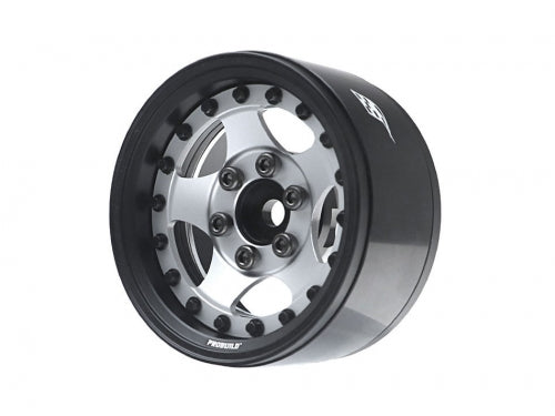 Boom Racing ProBuild 1.9" SV5 Adjustable Offset Aluminum Beadlock Wheels (2pcs) Matte Black/Flat Silver