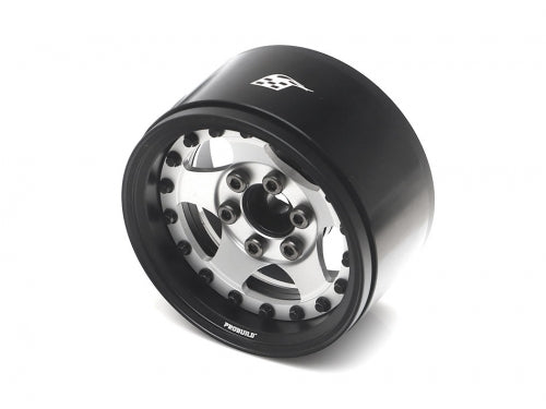 Boom Racing ProBuild 1.9" SV5 Adjustable Offset Aluminum Beadlock Wheels (2pcs) Matte Black/Flat Silver