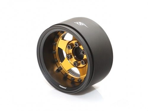 Boom Racing ProBuild 1.9" SV5 Adjustable Offset Aluminum Beadlock Wheels (2pcs) Matte Black/Gold